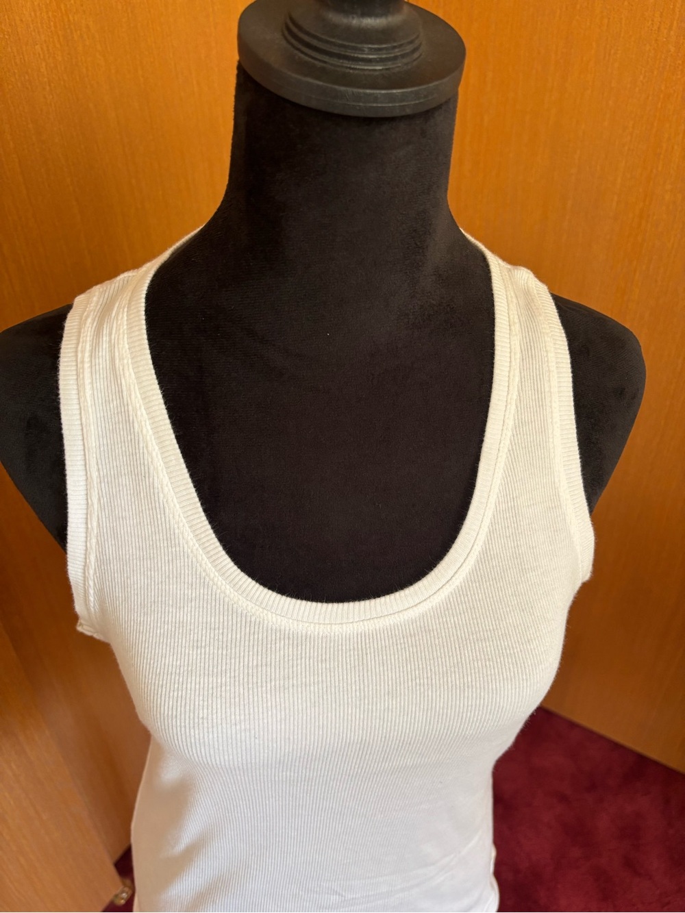 STRENESSE Cream Ribbed Scoop Tank Top